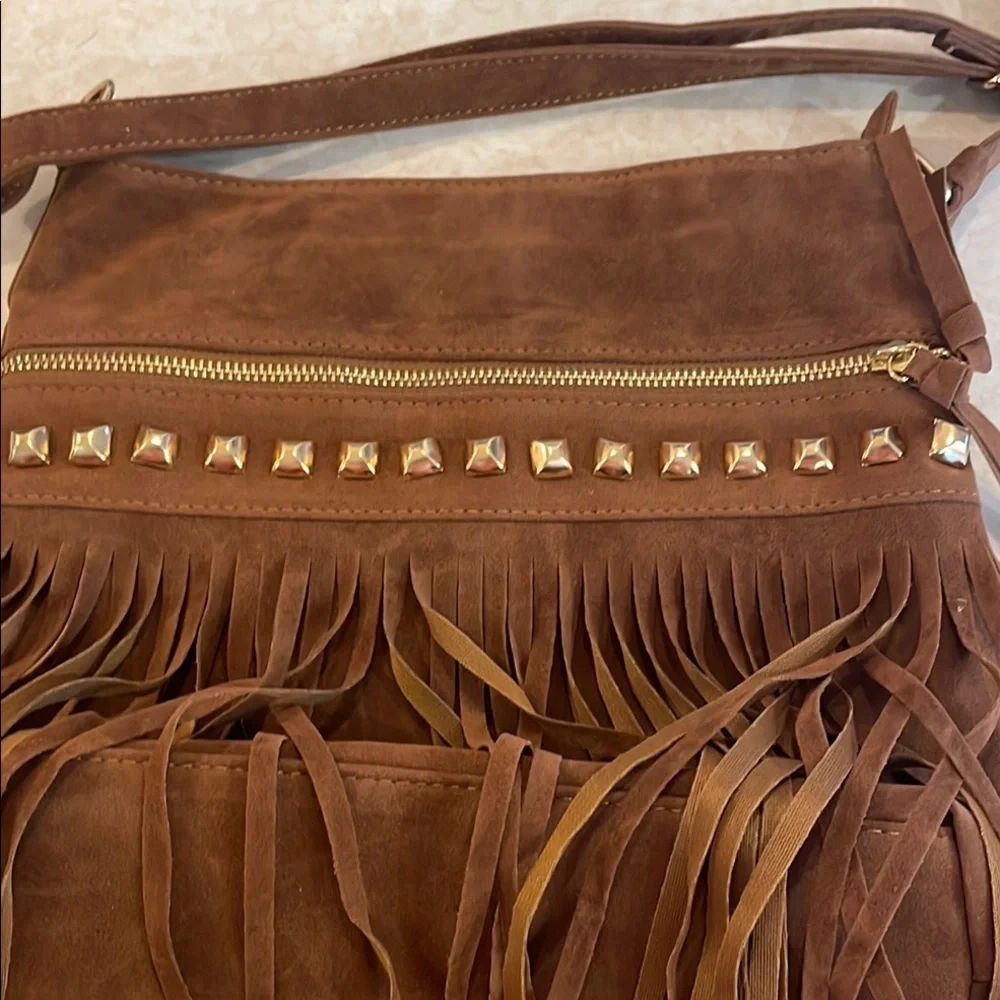 Brown Fringe Crossbody Bag, 11” x 11”, Adjustable Straps, NWOT - Picture 2 of 5